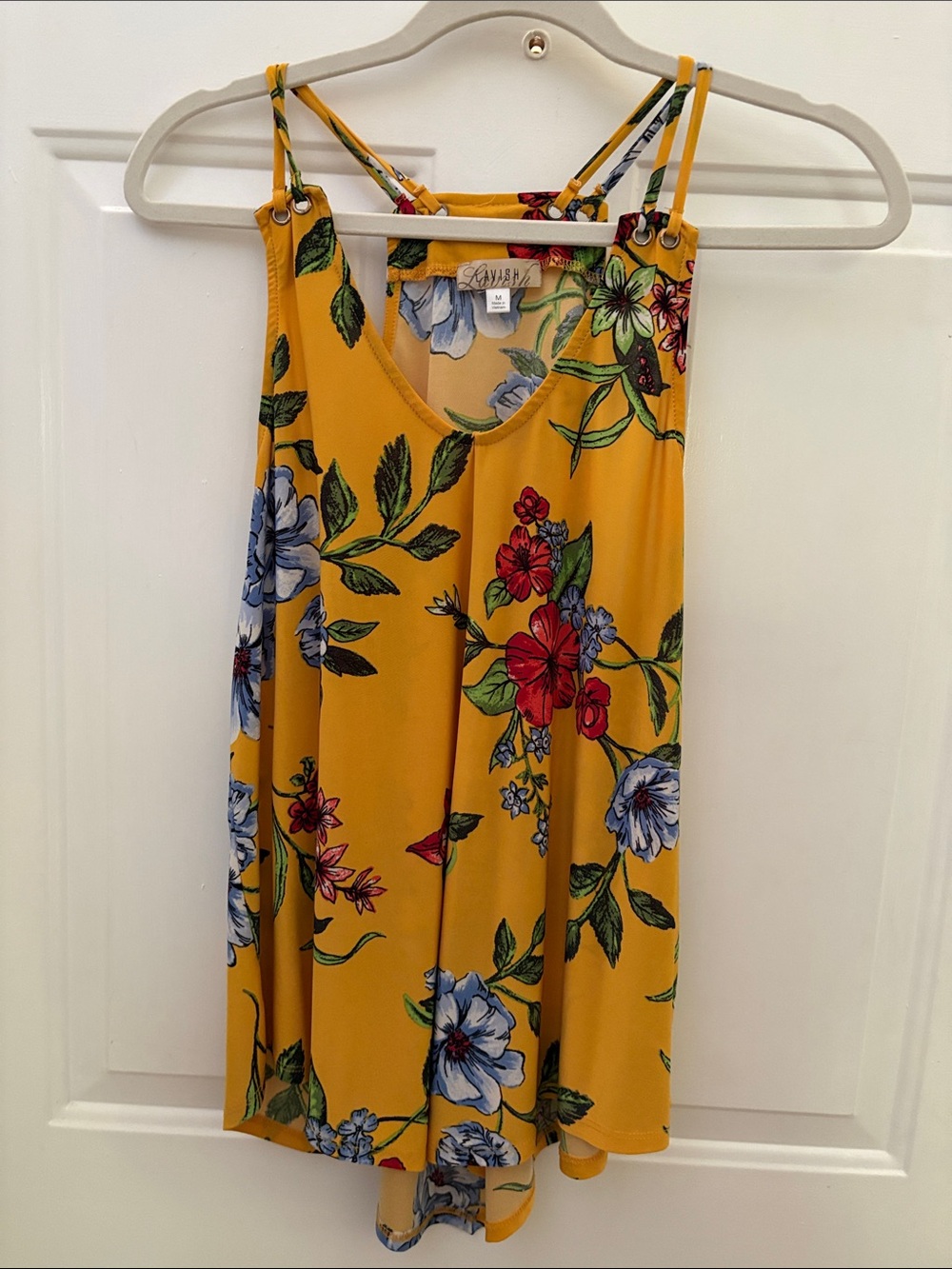 Lavish Yellow Floral Strappy Tank Top
